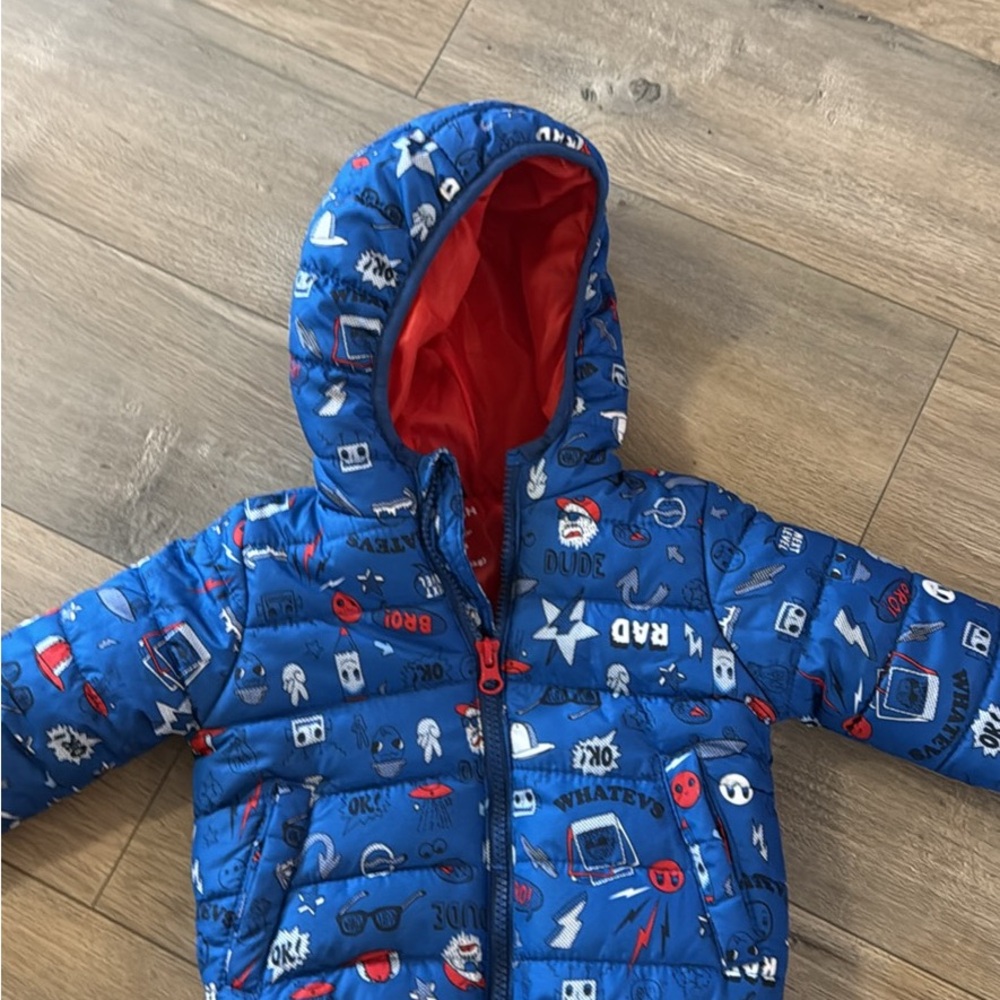Joe Fresh Blue and Red Baby Puffer Jacket